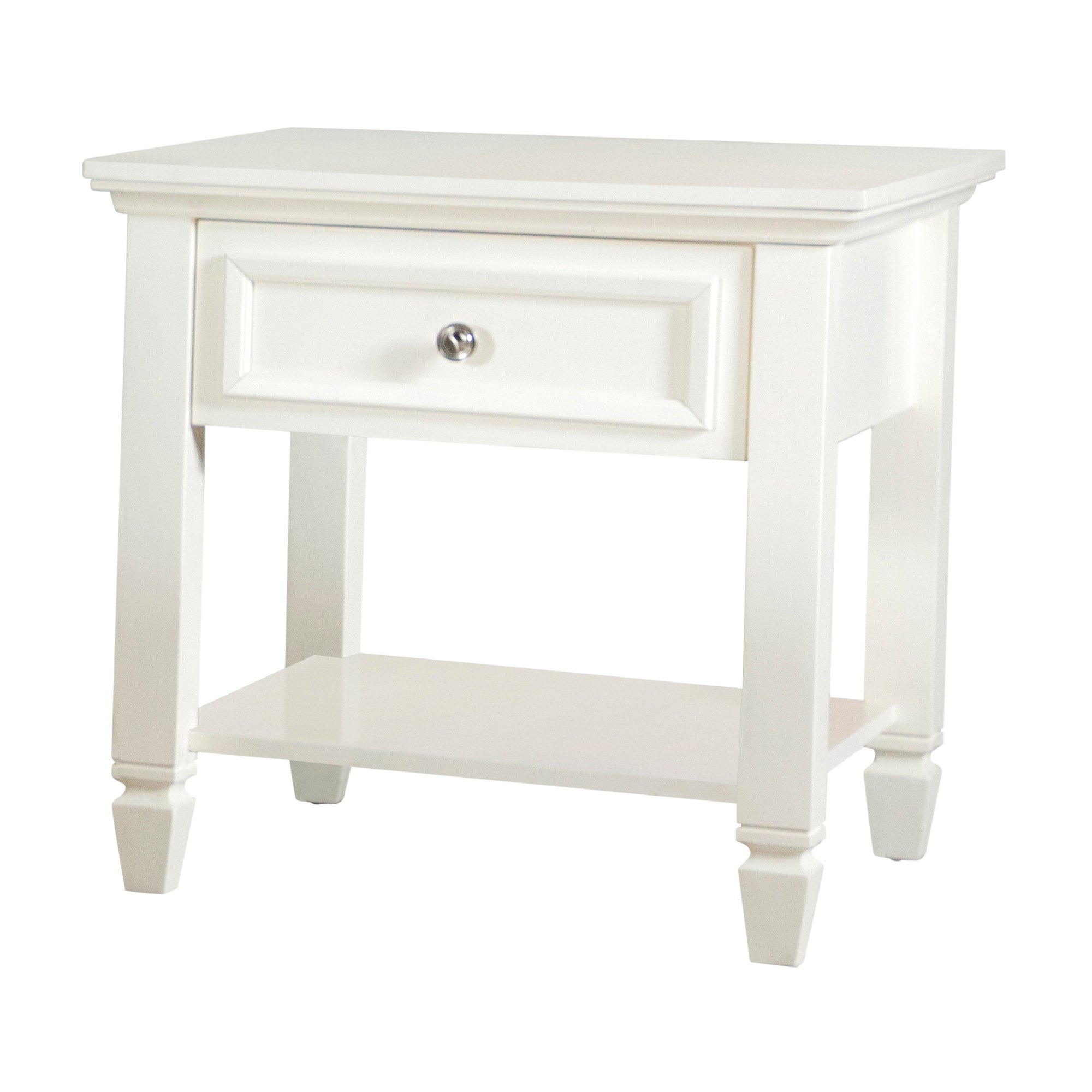 Gretchen White Square 1-drawer End Table with Lower Shelf