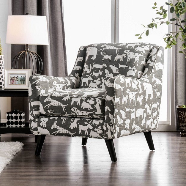 Farreau Animal Pattern Chair Ivory black Furniture Of America