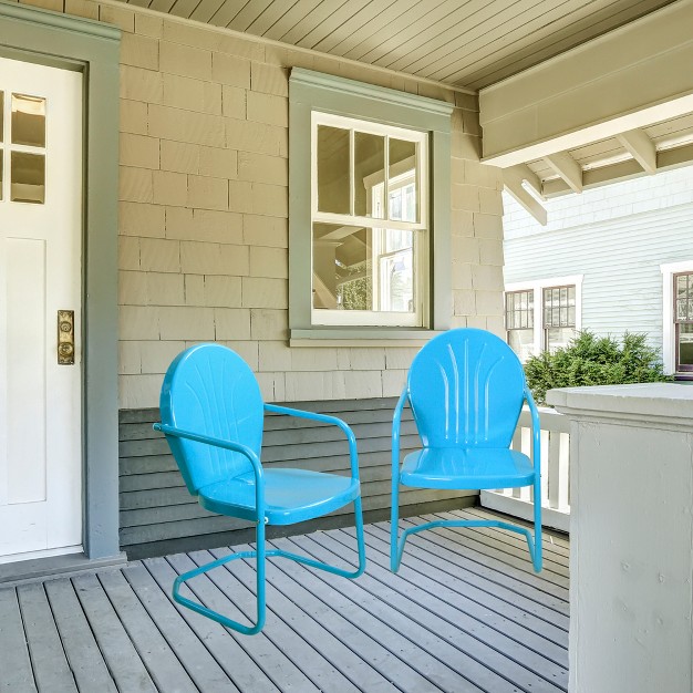 Outdoor Retro Metal Tulip Armchair Sky Blue