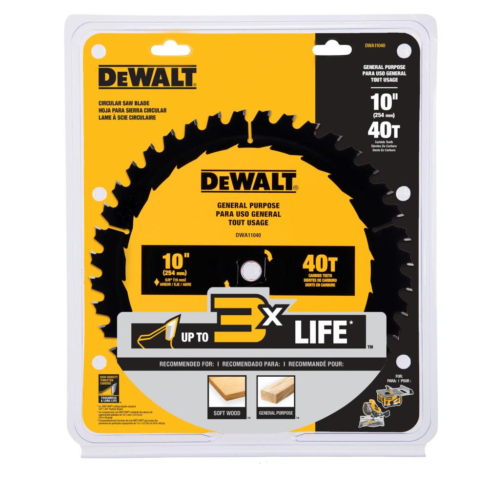 DEWALT Circular Saw Blade 10 40T ;