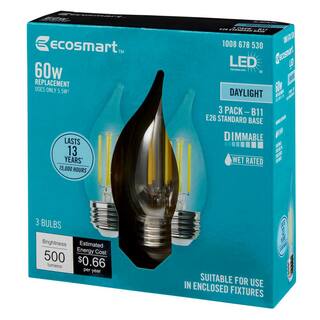 EcoSmart 60-Watt Equivalent BA11 Dimmable Edison LED Light Bulb Daylight (3-Pack) BA11C5DE26850Z