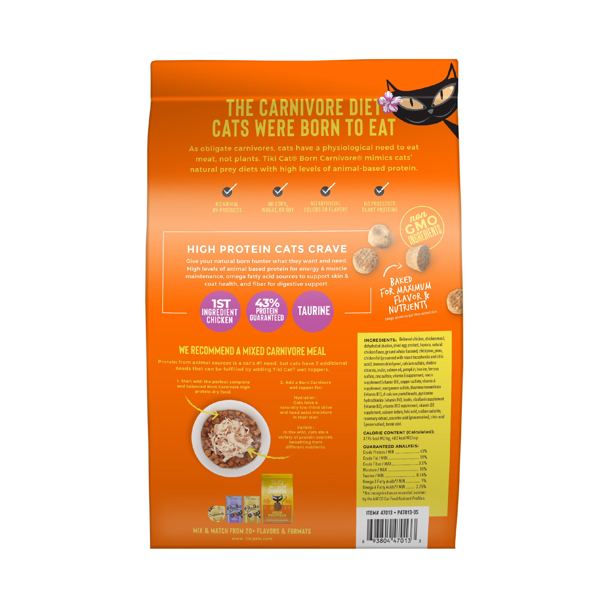 Tiki Cat Born Carnivore Chicken  Egg Dry Food， 11.1 lbs.