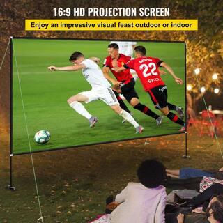 VEVOR 135 in. Movie Screen with Stand Portable Projector Screen 16:9 4K HD Easy Assembly Movie Screen for IndoorOutdoor Use DSTPMYC135DXK2VBGV0