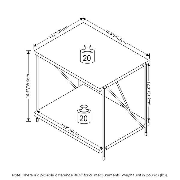 Furinno Besi Industrial Multipurpose Side Table with Metal Frame