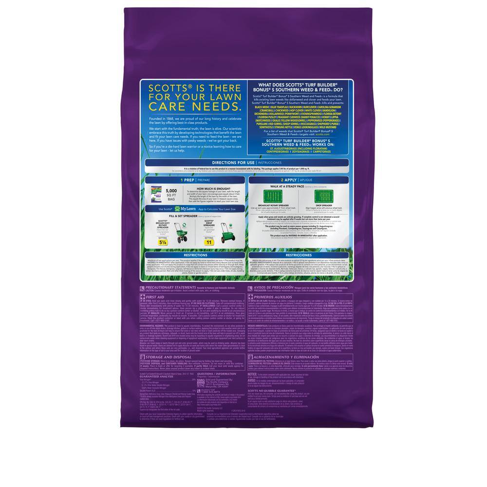 Scotts Turf Builder Bonus S 17.24 lbs. 5000 sq. ft. Florida Weed and Feed Weed Killer Plus Fertilizer 21030-1