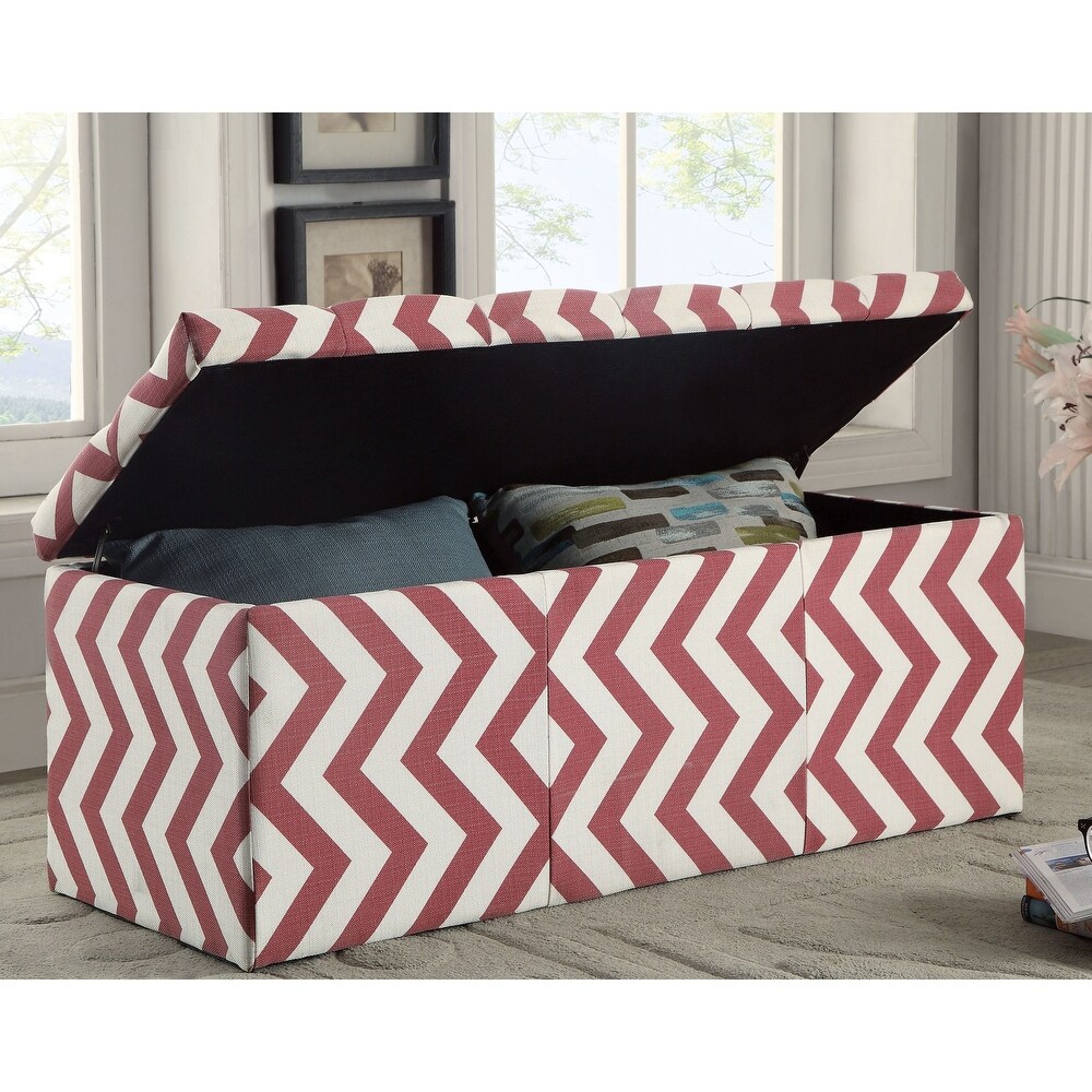 Gede Contemporary Fabric Tufted Life top Storage Bench by Furniture of America