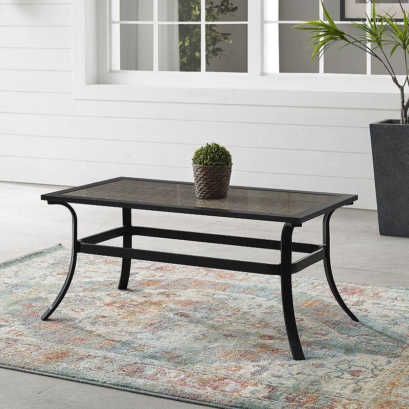 Crosley Dahlia Outdoor Metal and Wicker Coffee Table