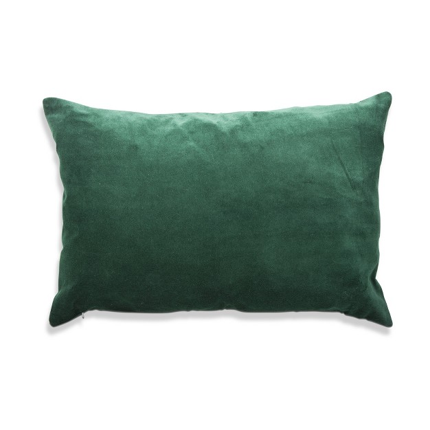 Tagltd Velvet Lumbar Pillow Emerald Throw Pillow Solid Rectangle For Bed Couch Living Room