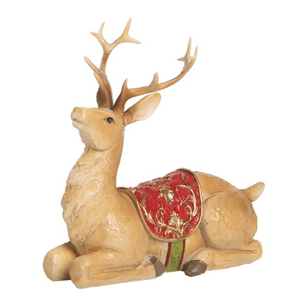 Transpac Resin 10 In Multicolored Christmas Rustic Reindeer Figurine