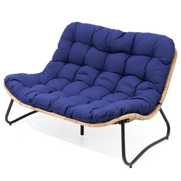 Pellebant Double Papasan Chair Loveseat with Beige Cushion For Indoor and Outdoor Use