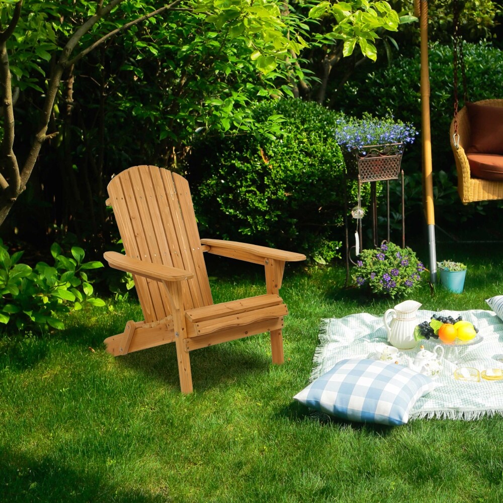 Outdoor Folding Wooden Adirondack Lounger Chair