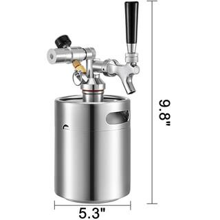 VEVOR Beer Mini Keg 68 Oz. Growler Pressurized Growler 304 Stainless Steel Portable Pressurized Beer Dispenser with Tap Faucet PJFPQ2L0000000001V0