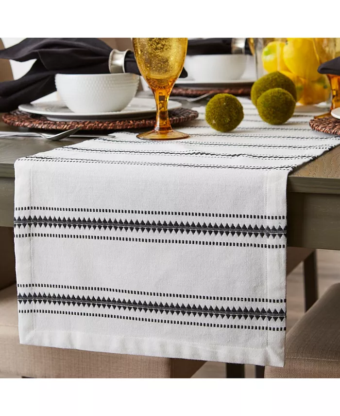 Design Imports Zig Dobby Stripe Table Runner