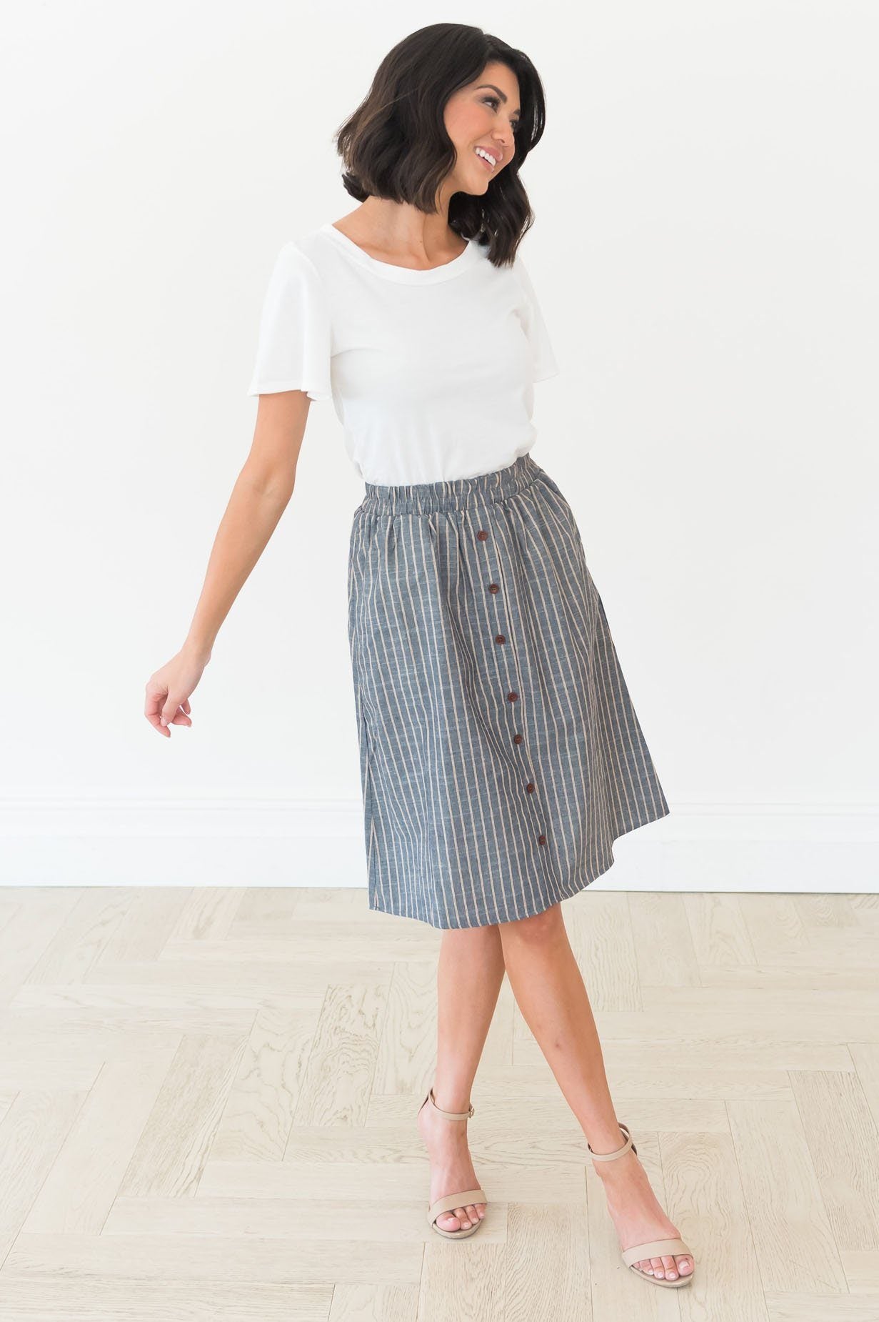 Burst Of Joy Striped Button Skirt