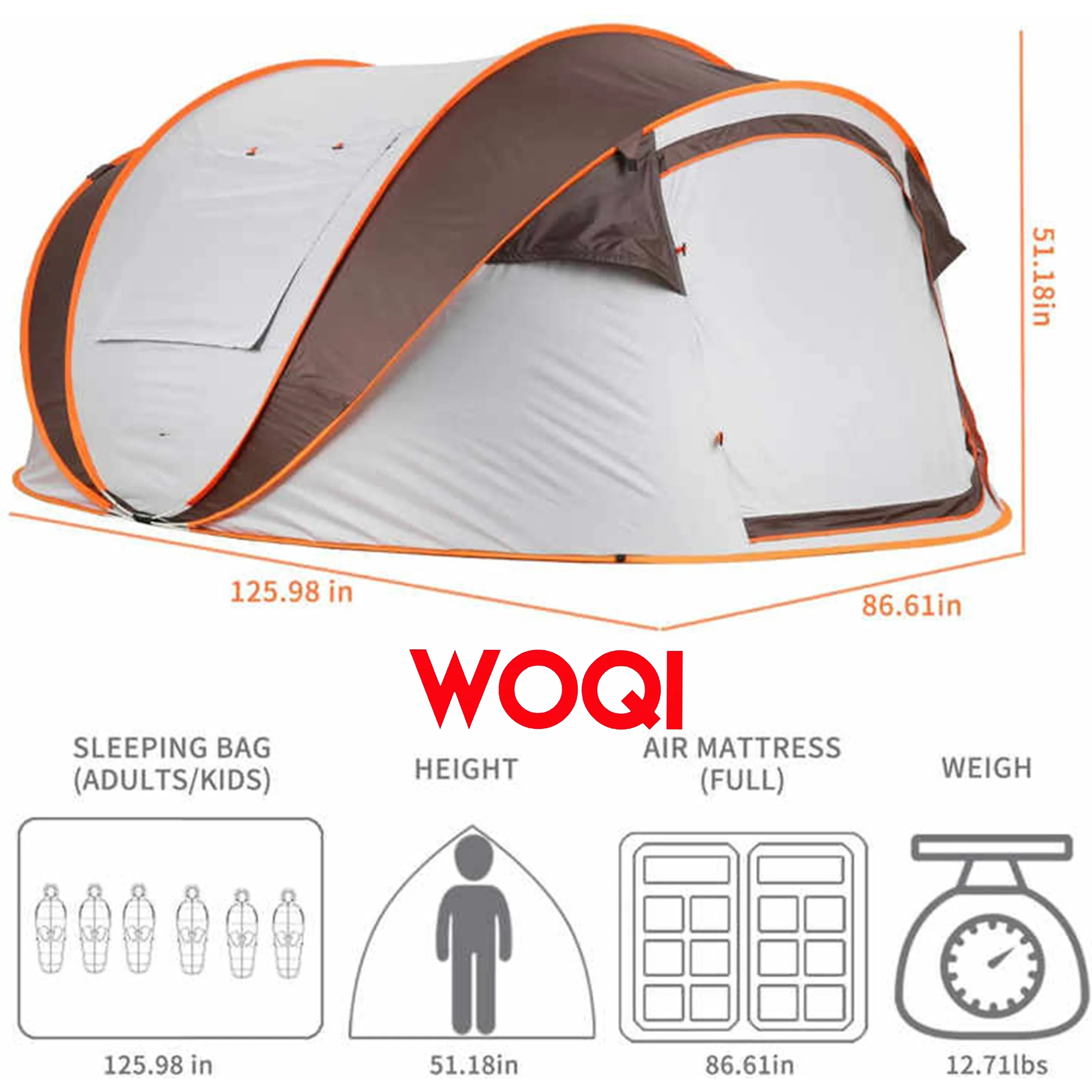 WoqiLuxury 4 Person Portable Foldable Automatic Family camping tent pop up instant automatic tents