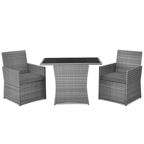 3 Pieces Patio Rattan Furniture Set with Cushioned Armrest Sofa - 26