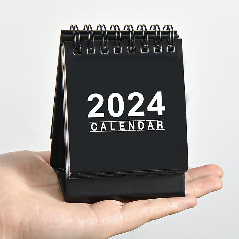 In 2024， Simple And Creative English Mini Desk Calendar Office Desktop Ornaments Portable Calendar-black