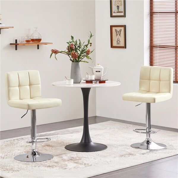 Yaheetech 2pcs Adjustable Modern Faux Leather Swivel Bar Chairs