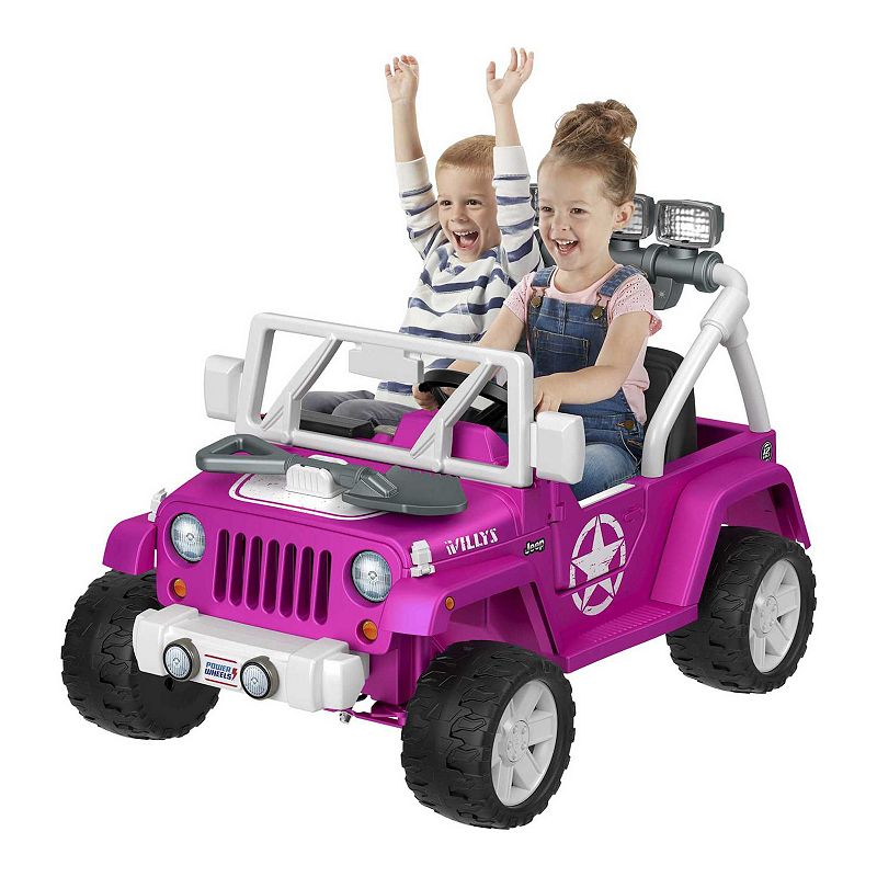 Power Wheels Battery Powered Ride On Toy Vehicle Willy's Jeep Wrangler with Lights and Sounds