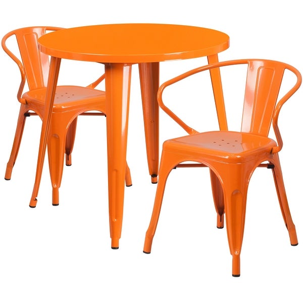 30'-inch Round Metal Indoor-Outdoor Table Set