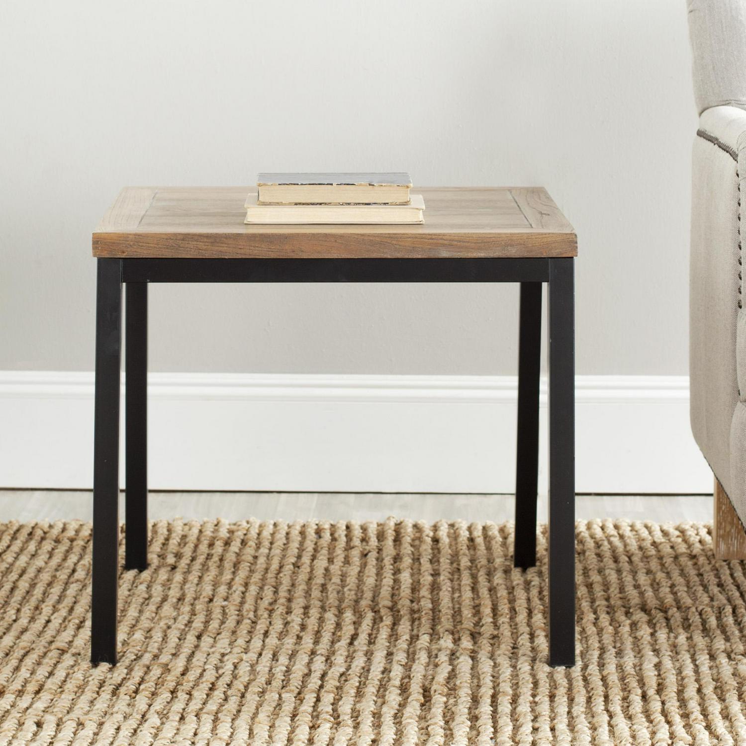 Safavieh Dennis Industrial Wood Top Side Table  Crowdfused