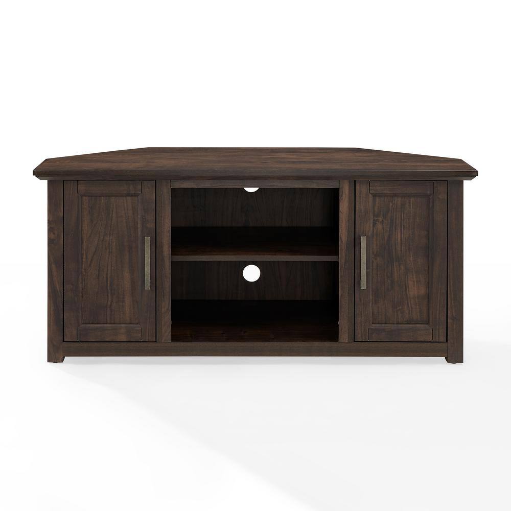 CROSLEY FURNITURE Camden 48 in. Dark Walnut Wood Corner TV Stand Fits 50 in. TV with Cable Management CF101248-DW