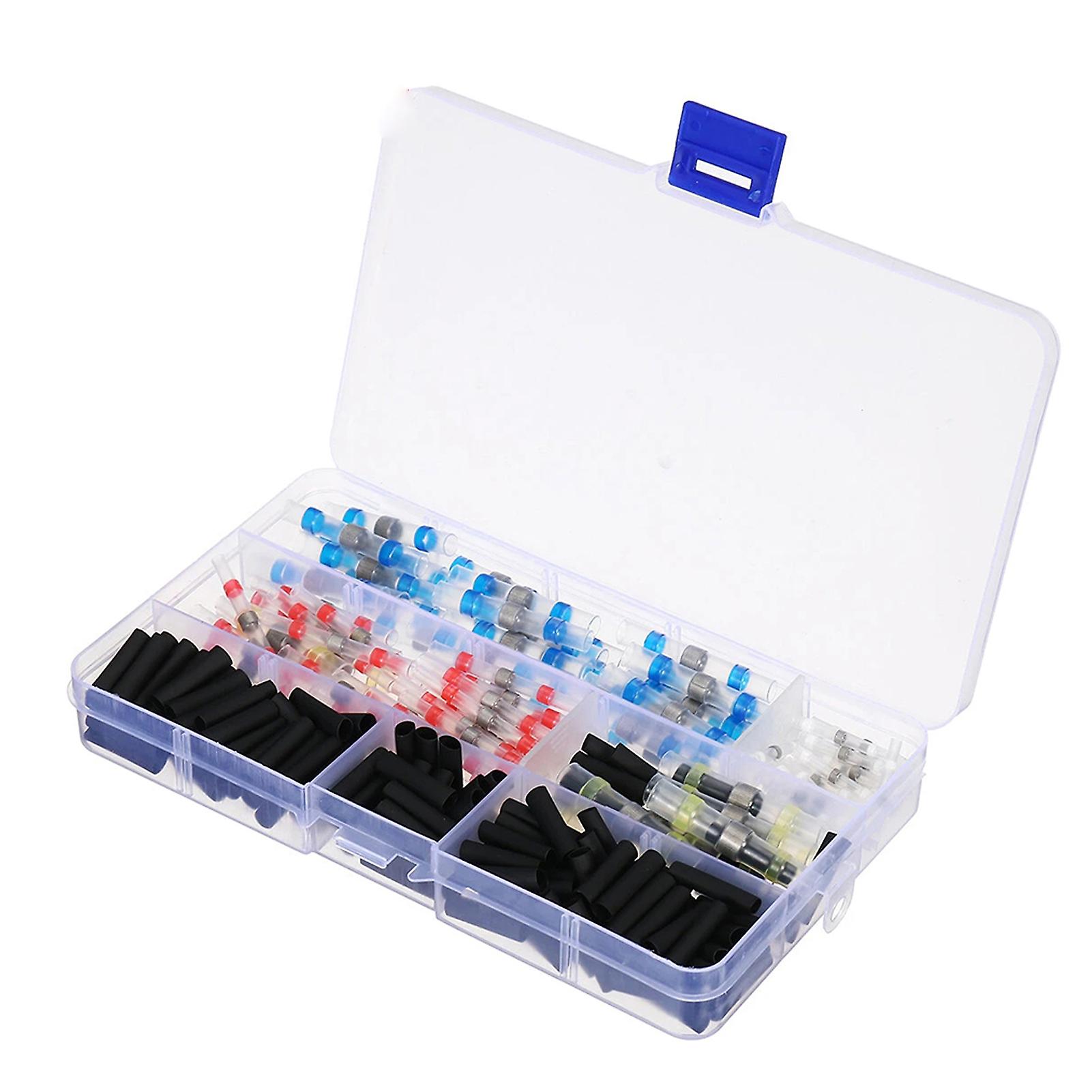 250pcs/box Waterproof Heat Shrink Tube Assorted Solder Seal Sleeve Wire Connectors Shrinkage Tubing Butt Terminal Connector With Storage Case For Diy