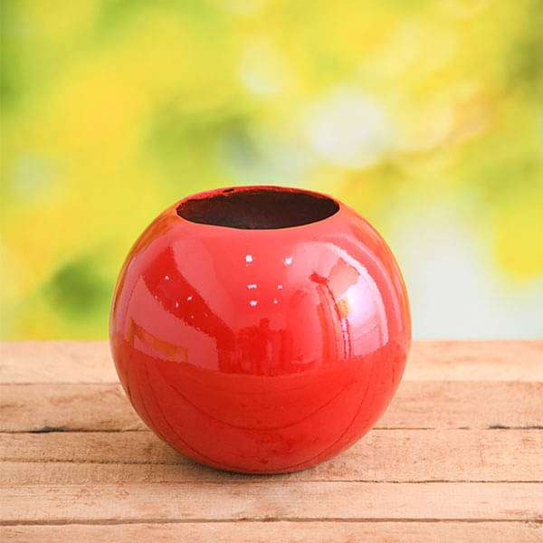 8 inch (20 cm) SML-002 Round Fiberglass Planter (Red)