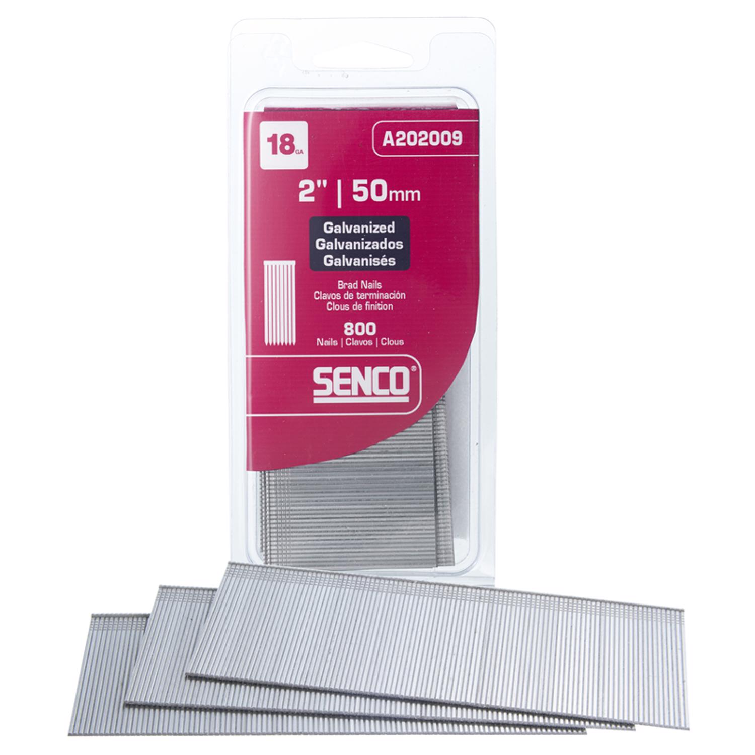 Senco 2 in. 18 Ga. Straight Strip Galvanized Brad Nails 800 pk