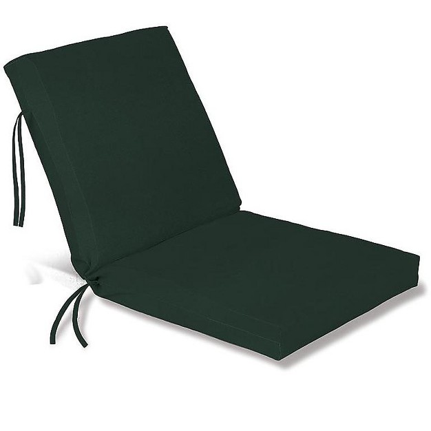 Plow amp Hearth Polyester Classic Outdoor Chair Cushion With Ties Forest Green