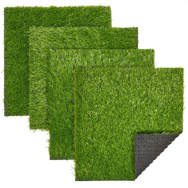 Juvale Juvale 4 pack Artificial Grass Mats Faux Grass Fake Turf Panels For Wall Balcony Patio Outdoor Decor 12x12 In