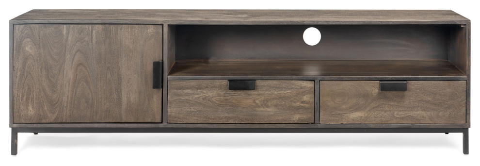 Samuel 69 quotWide Wood Media Console   Industrial   Entertainment Centers And Tv Stands   by Gild  Houzz