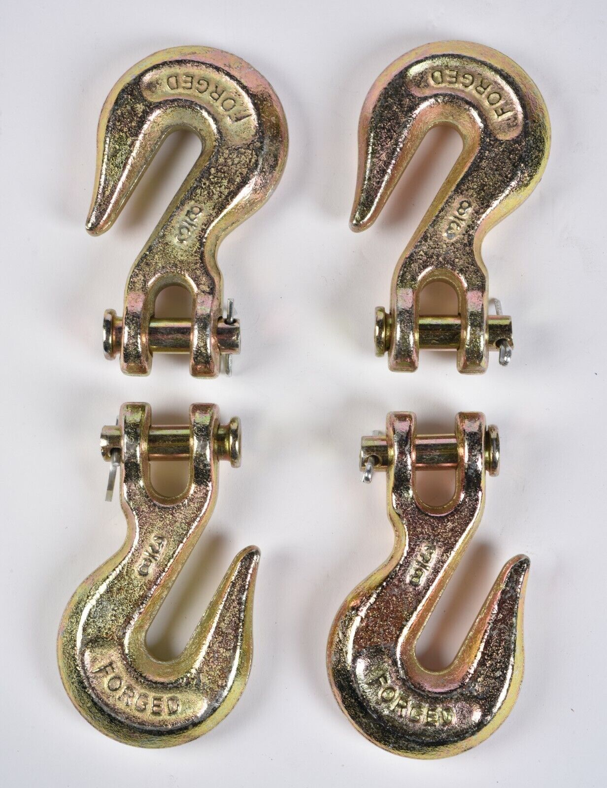 4x G70 3/8" Clevis Grab Hooks Tow Chain f Flatbed Trailer Tie Down Hauling Rig