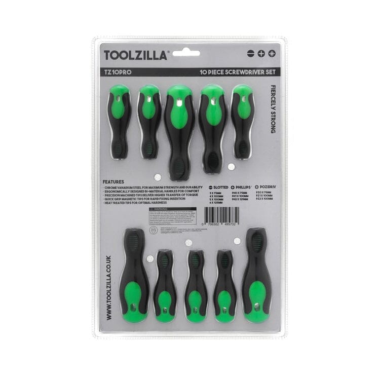 TOOLZILLA 10 Piece Magnetic Screwdriver Set