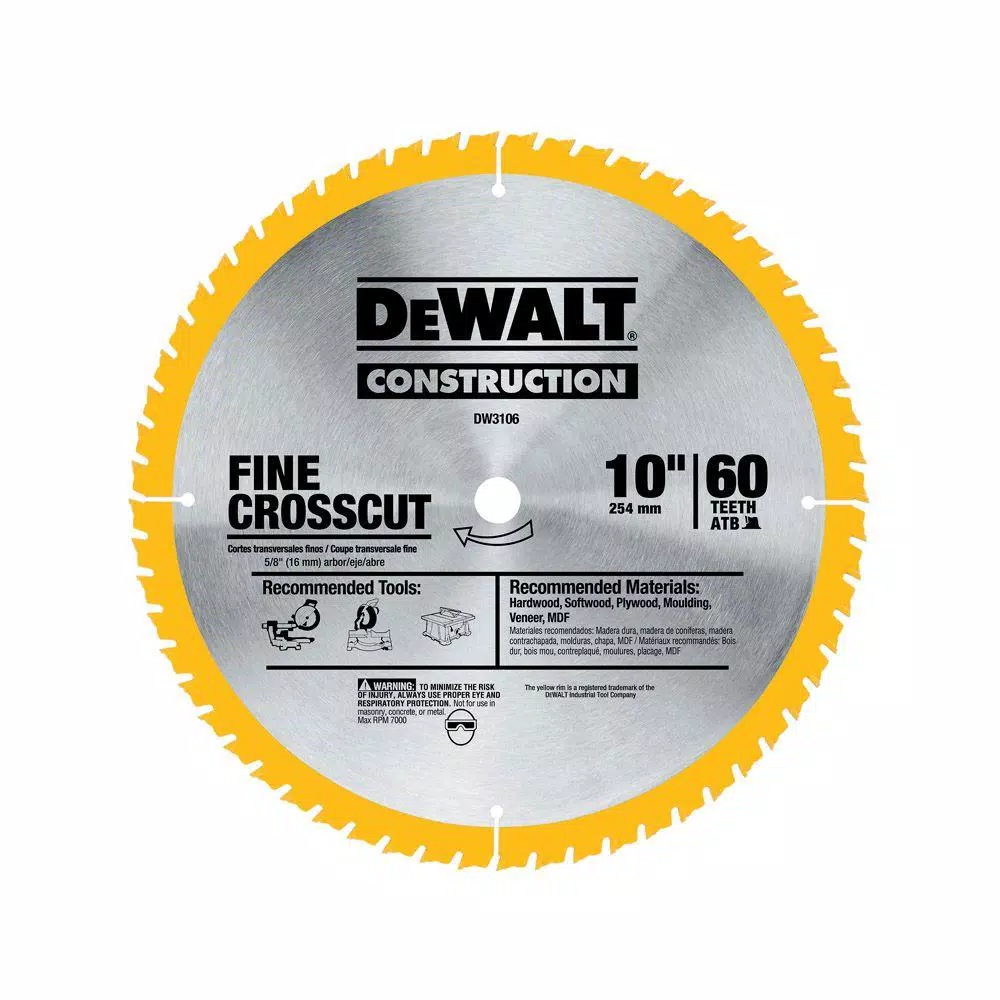 DEWALT 20 Series 10 in. 60T Fine Finish Saw Blade and#8211; XDC Depot