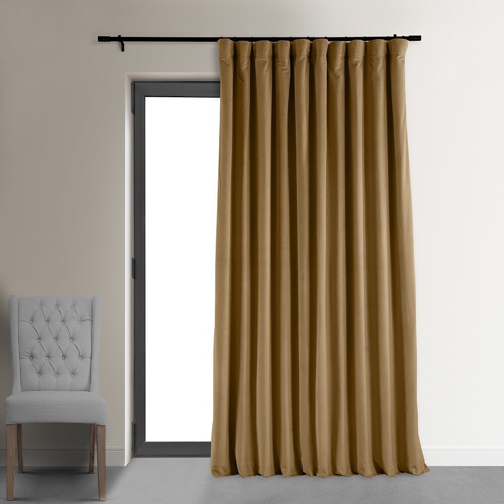 Exclusive Fabrics Signature Extra Wide Amber Gold Velvet Blackout Curtain (1 Panel)   Luxurious Blackout Drapery