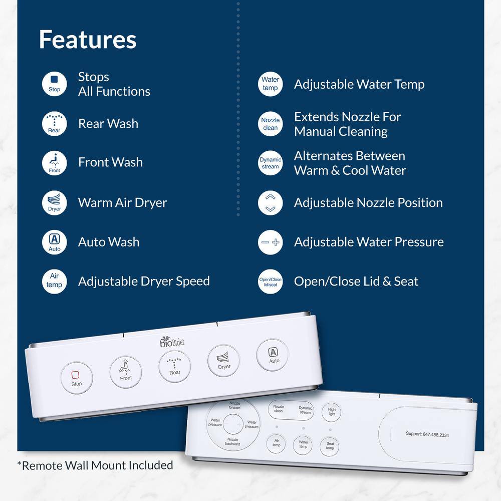 BIO BIDET Discovery DLS Electric Bidet Seat for Elongated Toilets in White with Auto Open DiscoveryDLS