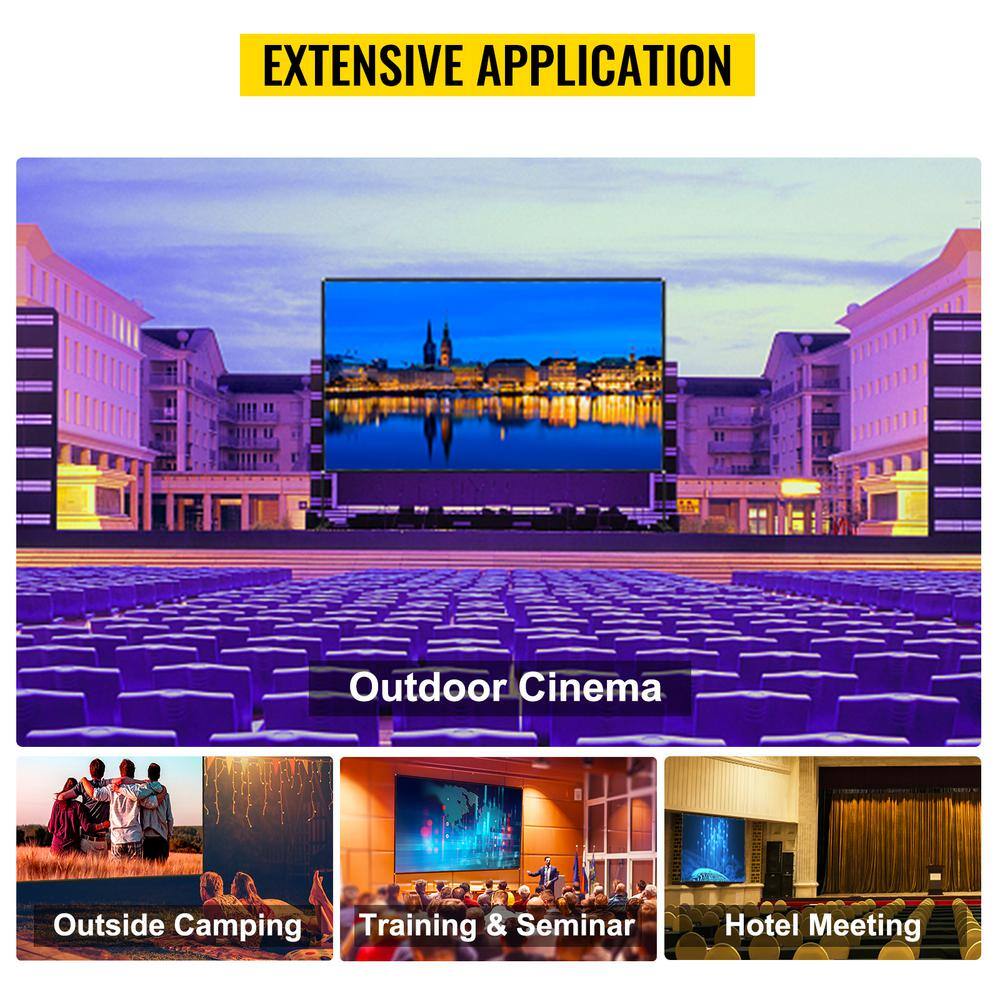 VEVOR 90 in. Outdoor Movie Screen with Stand Portable Movie Screen 16:9 HD Wide Angle Projector Screen for Office Home Theater TYPMYDSTYPM90KXB2V0