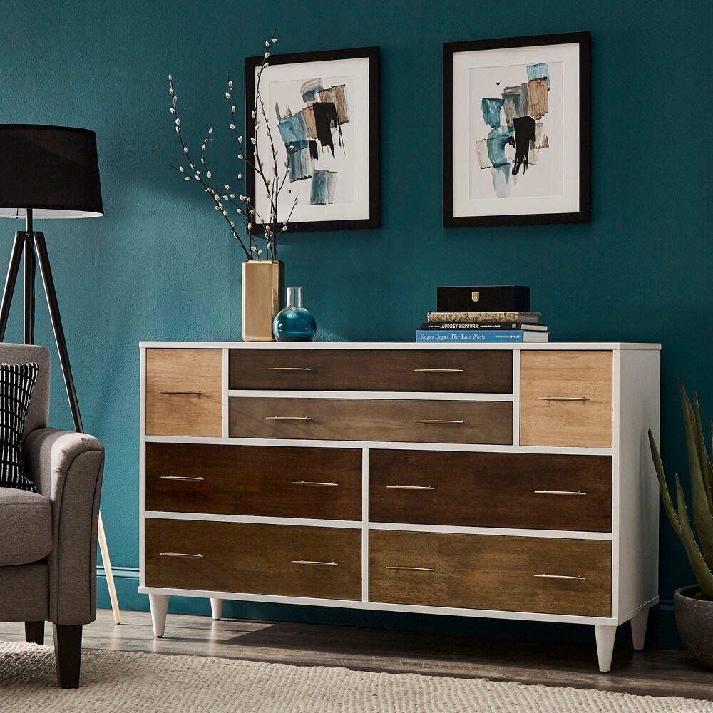 Prudence White and Natural Finish 8 Drawer Dresser by iNSPIRE Q Modern