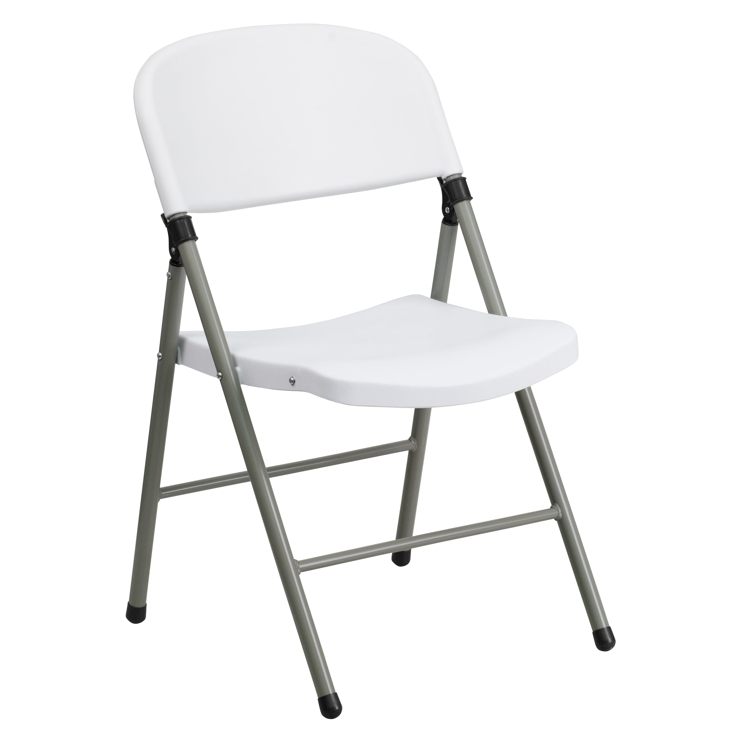 Flash Furniture 6 Pack HERCULES Series 330 lb. Capacity White Plastic Folding Chair with Gray Frame