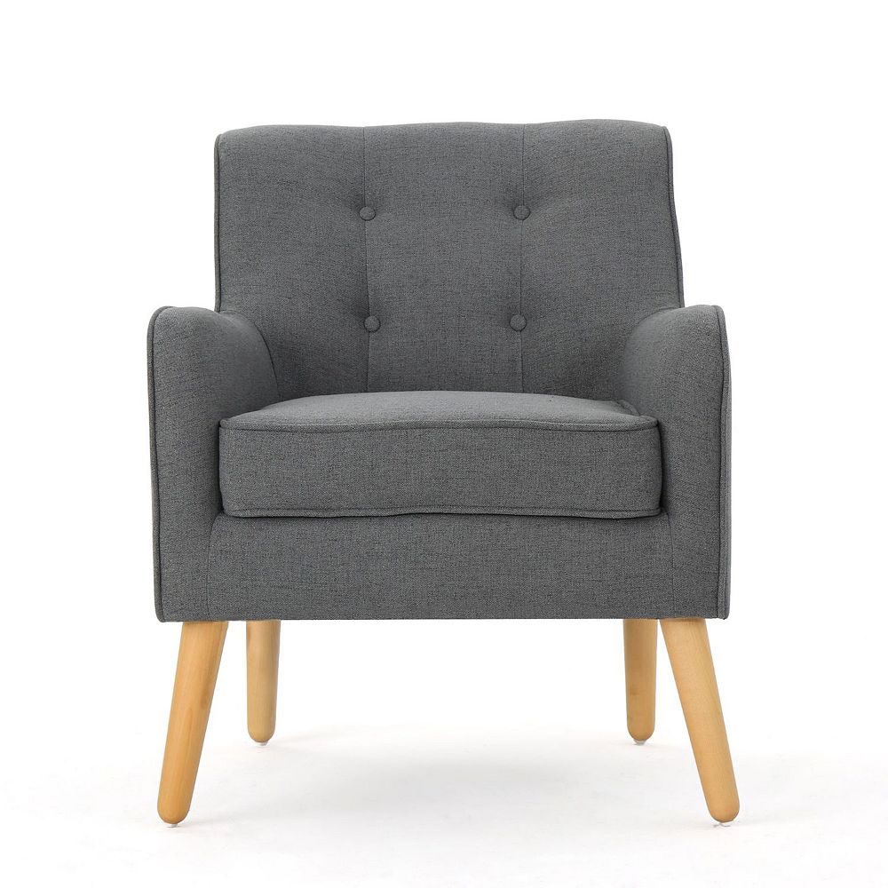 31 Gray and Beige Contemporary Tufted Back Armchair