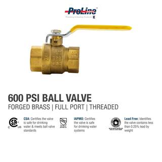 ProLine Series 1 in. x 1 in. Brass FIP Full Port Ball Valve 107-815HN