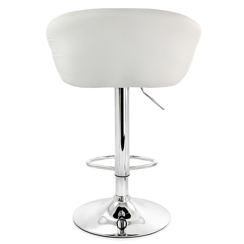 Elama 2 Piece Adjustable Faux Leather Bar Stool in White with Chrome Base