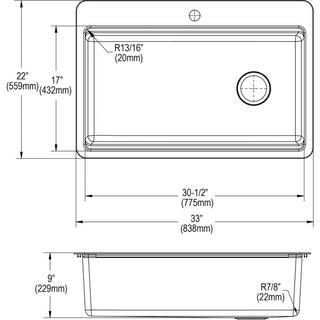 Elkay Avenue 18-Gauge Stainless Steel 33 in. Single Bowl Drop-InUndermount Workstation Kitchen Sink with Drain HDSB33229TR1WS