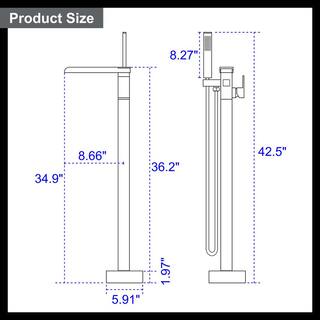 Nestfair Single-Handle Floor Mount Roman Tub Faucet with Hand Shower in Matte Black SMD8037B