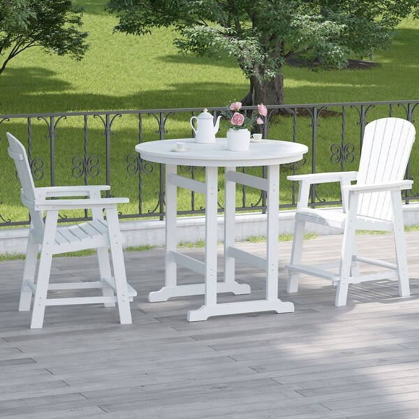 2piece Set Patio Bar with Armchair Set，White