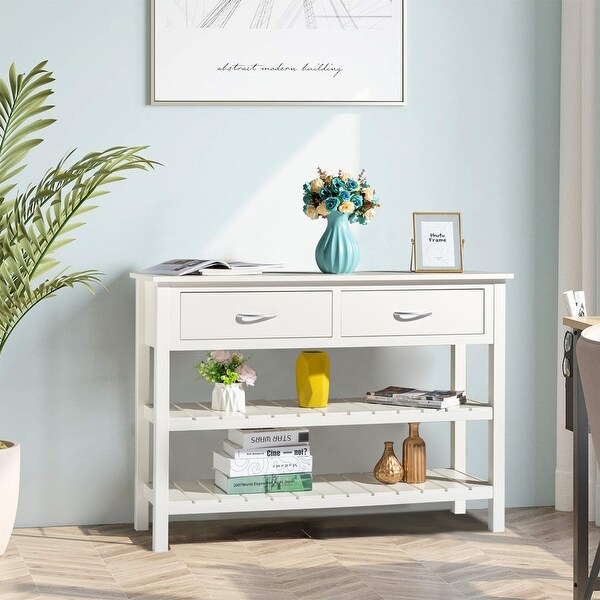 3-Tier Entryway Living Room Console Table with 2 Drawers