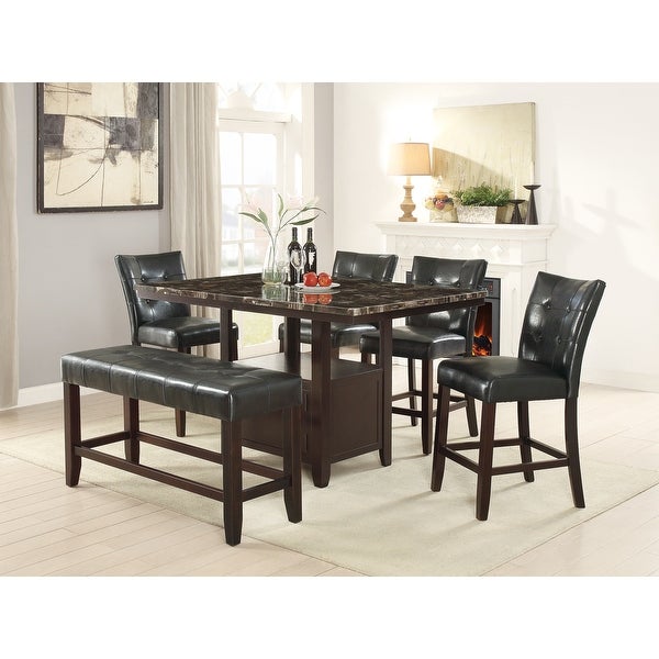 Wooden Dining Table with Storage in Brown