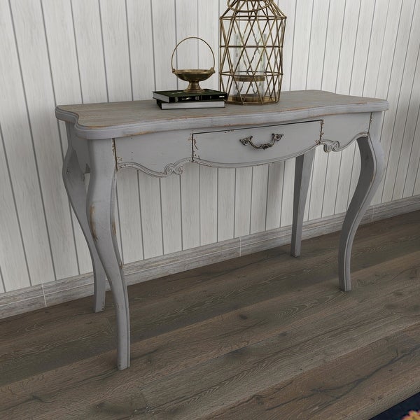 White Wood Farmhouse Console Table 31 x 43 x 17