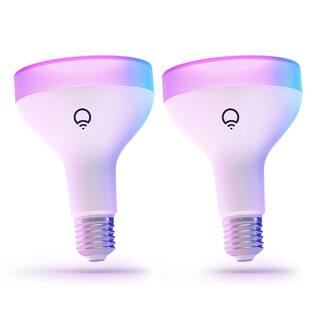 LIFX 75-Watt Equivalent BR30 Multi-Color Smart Wi-Fi LED Light Bulb Works with AlexaHey GoogleHomeKit Tunable White 2-Pack HB2LHB30E26US